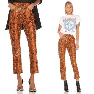 NWT GRLFRND Shiloh Snakeskin Texture & Print Cropped Leather Pants Sz. 25